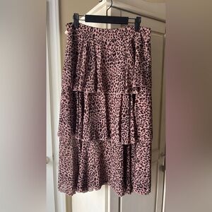 Vestique Leopard Print Tiered Maxi Skirt - Size M